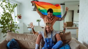 Salsa les hengelo same sex couple with rainbow flag having